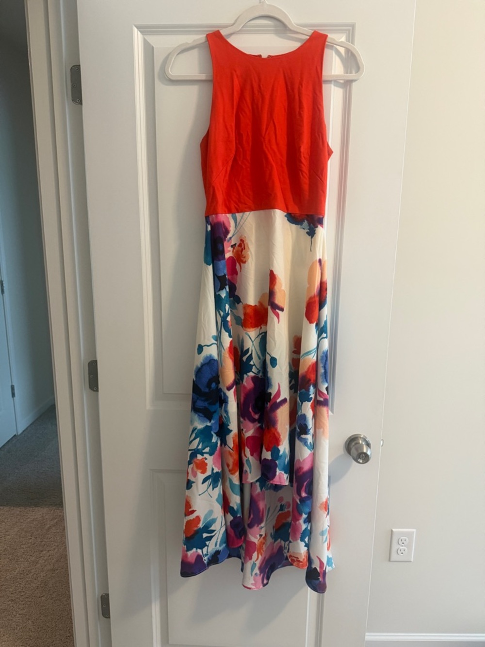 Vince Camuto Red Top Floral High-Low Maxi Dress
